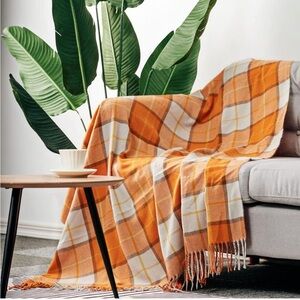Soft Cozy Throw Blanket 50" x 60" Orange Color
